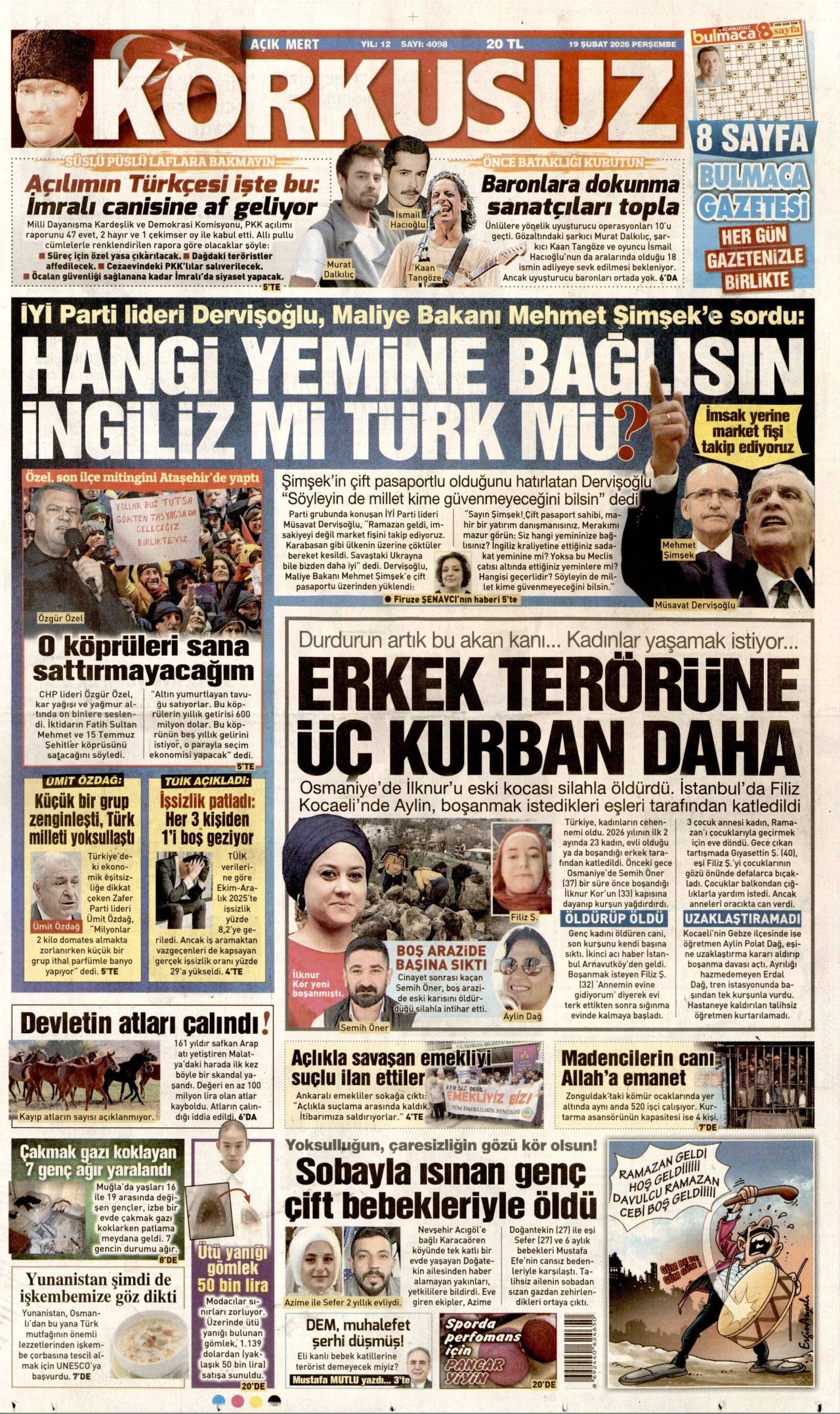 Terörsüz Türkiye'de kritik eşik gazete manşetlerinde! Peki şimdi ne olacak? İşte 19 Şubat gazete manşetleri... 18
