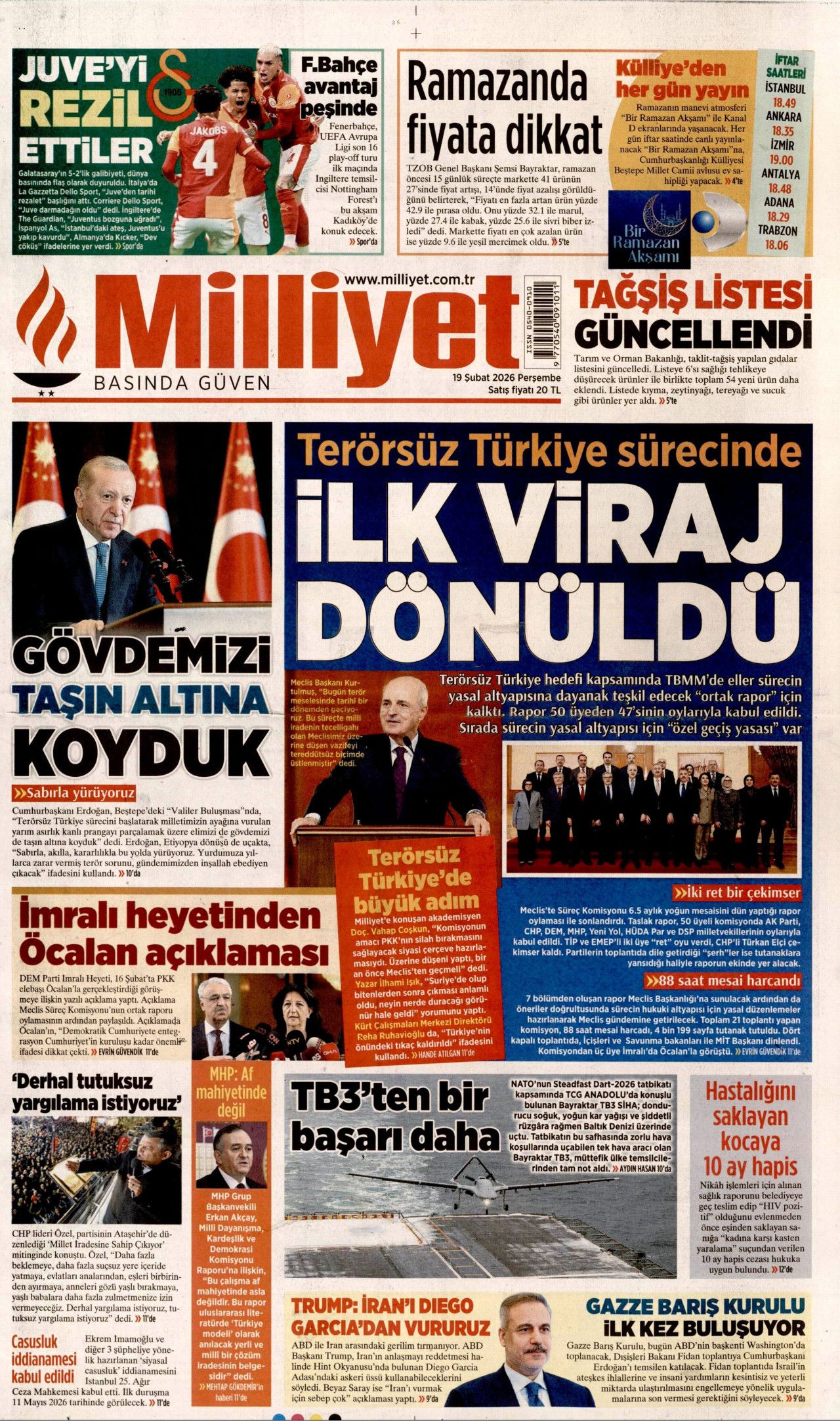 Terörsüz Türkiye'de kritik eşik gazete manşetlerinde! Peki şimdi ne olacak? İşte 19 Şubat gazete manşetleri... 4
