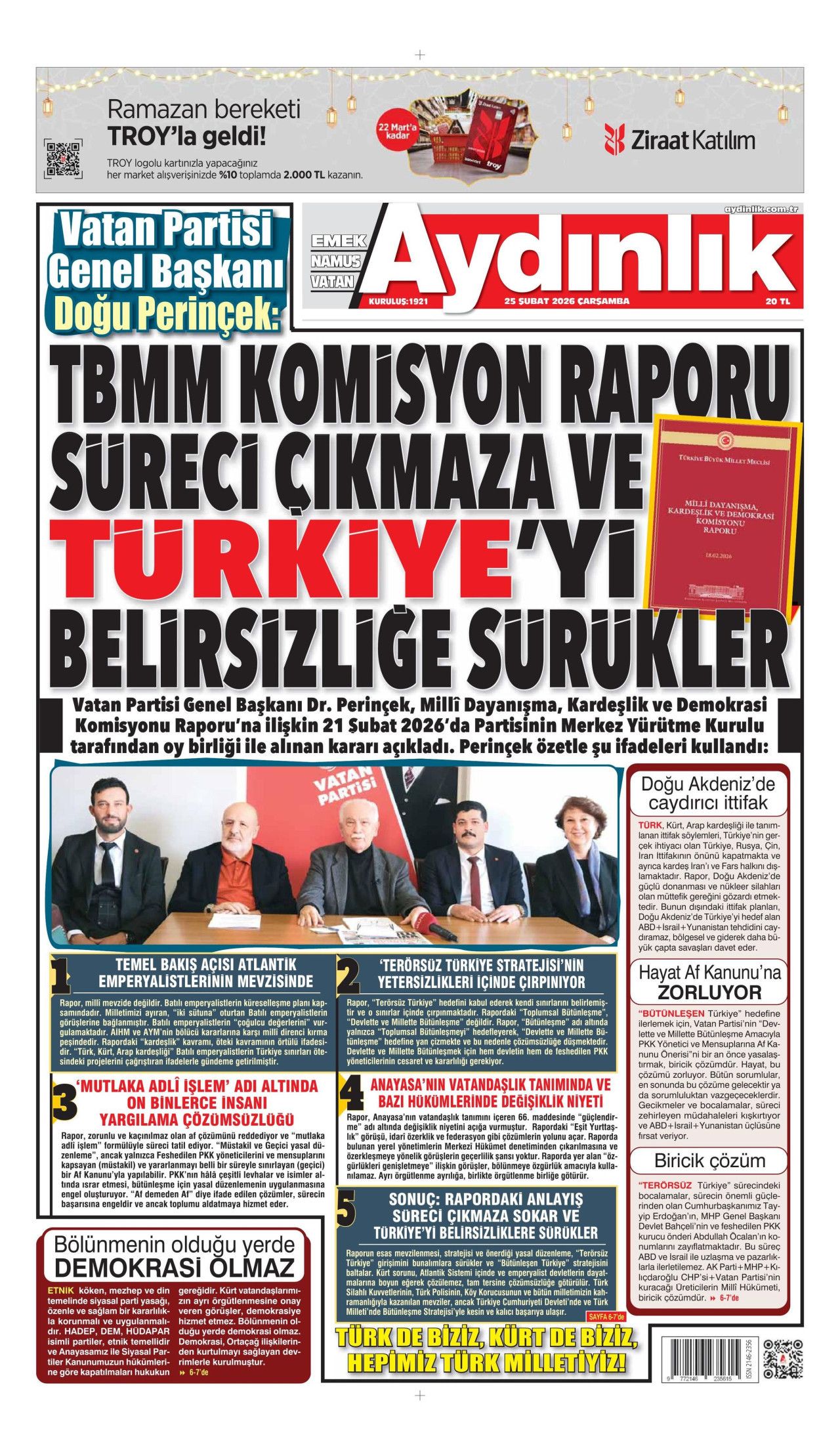 Terörsüz Türkiye'de kritik adım geldi çattı! İşte sürecin kodları... 25 Şubat Çarşamba gazete manşetleri... 18