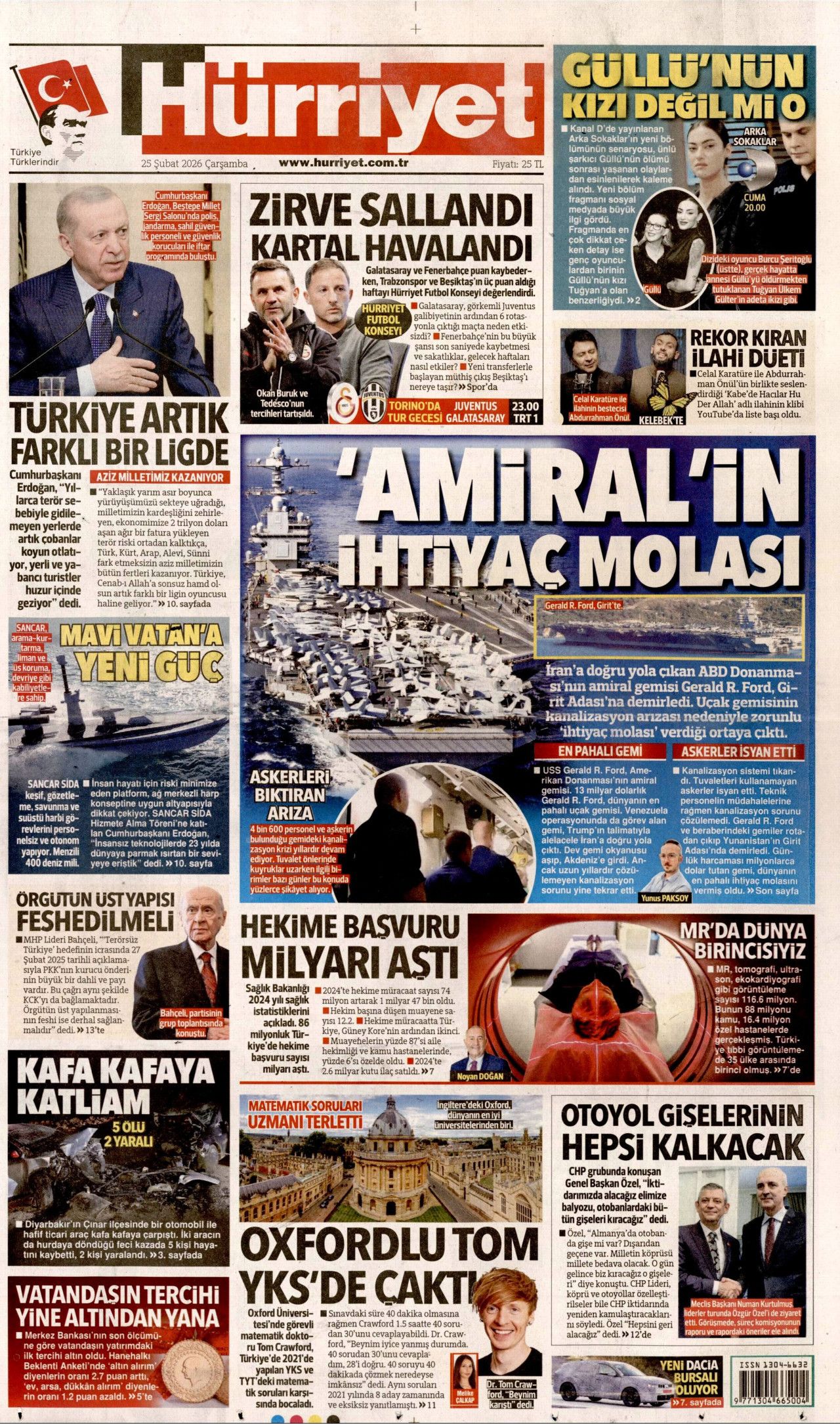 Terörsüz Türkiye'de kritik adım geldi çattı! İşte sürecin kodları... 25 Şubat Çarşamba gazete manşetleri... 2