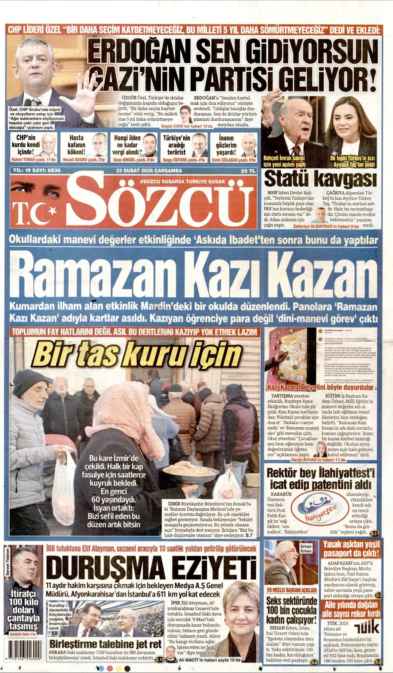 Terörsüz Türkiye'de kritik adım geldi çattı! İşte sürecin kodları... 25 Şubat Çarşamba gazete manşetleri... 9