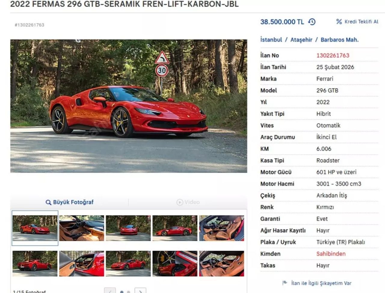 Dilan Polat ve Engin Polat'ın meşhur kırmızı Ferrari'si satışa çıktı: Fiyatı dudak uçuklattı 4