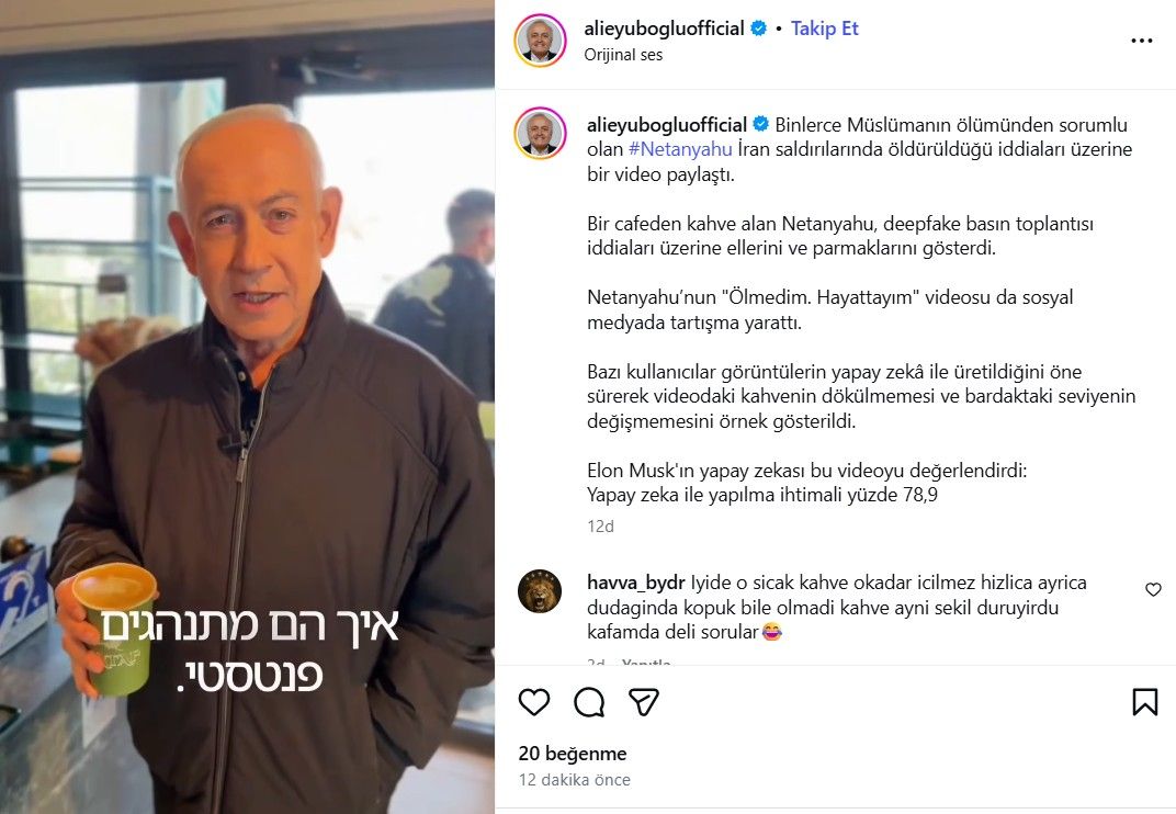 Parmaktan sonra şimdi de kahve! Netanyahu'nun "ölmedim" videosu dünyayı ikiye böldü 7