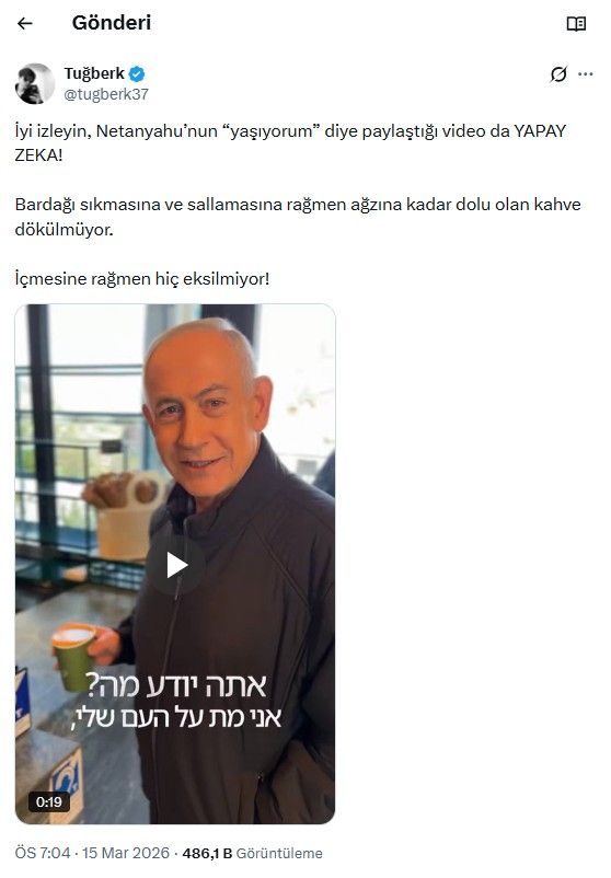 Parmaktan sonra şimdi de kahve! Netanyahu'nun "ölmedim" videosu dünyayı ikiye böldü 5
