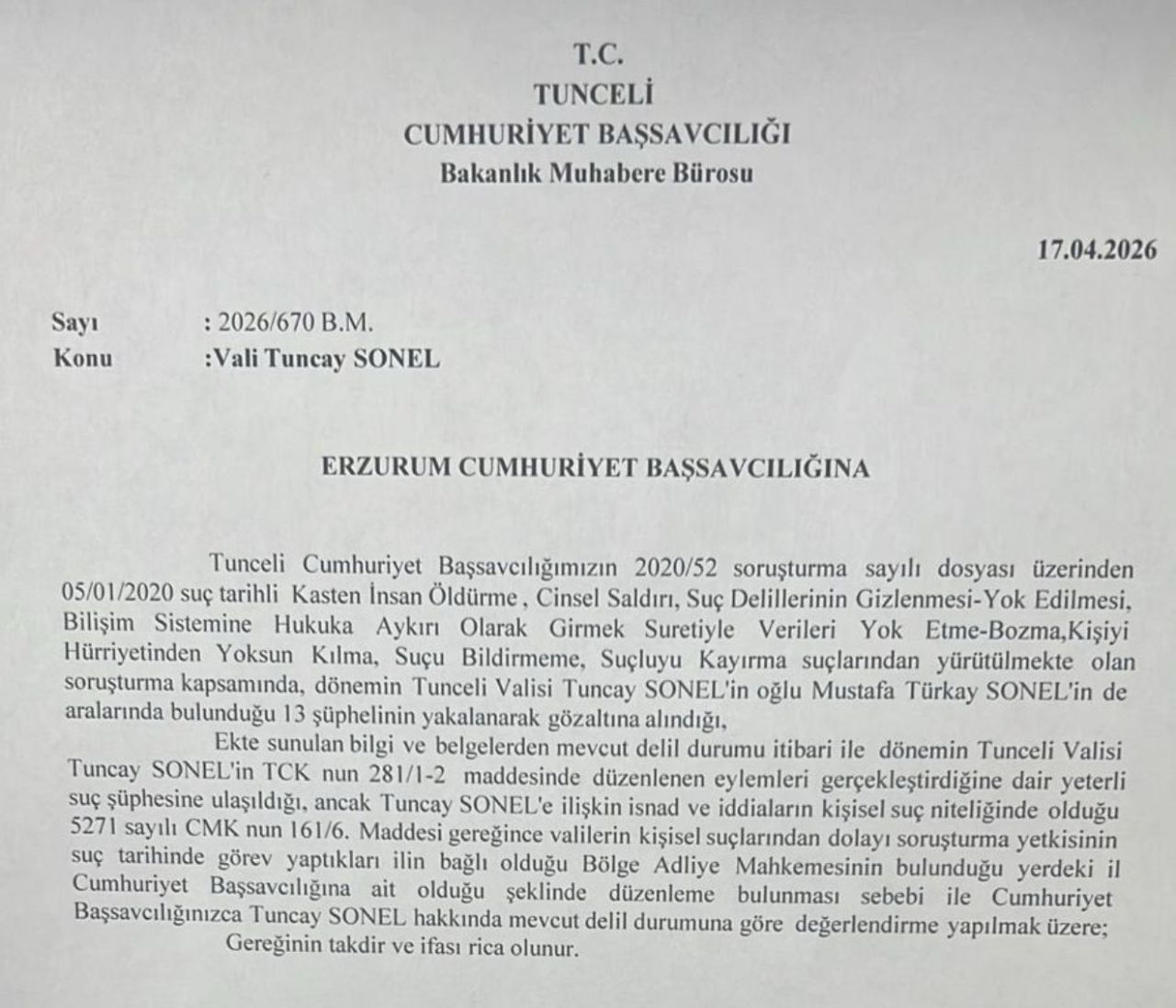 Gülistan Doku soruşturmasında sıcak gelişme: Açığa alınan Tunceli eski Valisi Tuncay Sonel hakkında gözaltı kararı! 7