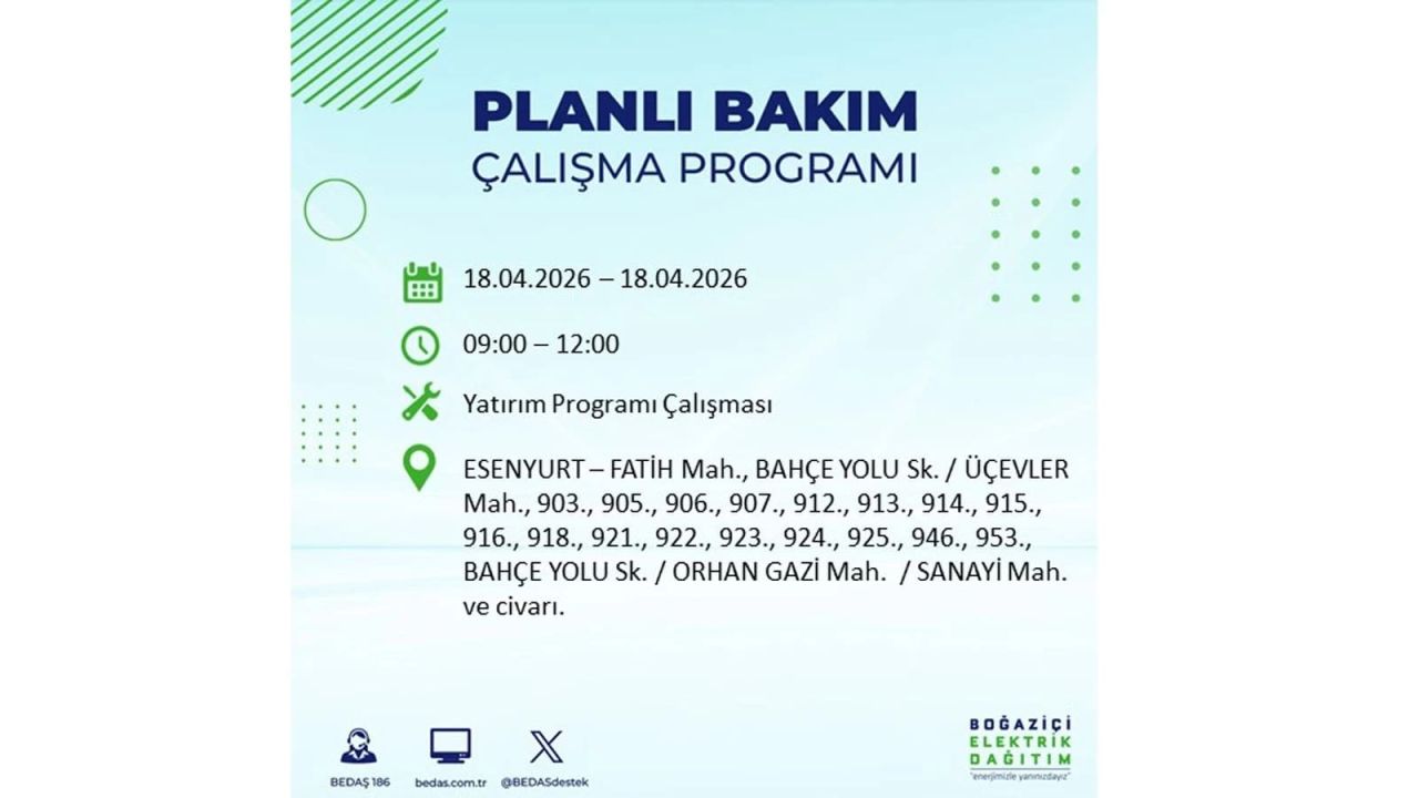 BEDAŞ uyard! İstanbul’da dev kesinti: İşte 18 Nisan İstanbul’da elektrik kesinti yaşanacak ilçeler 6