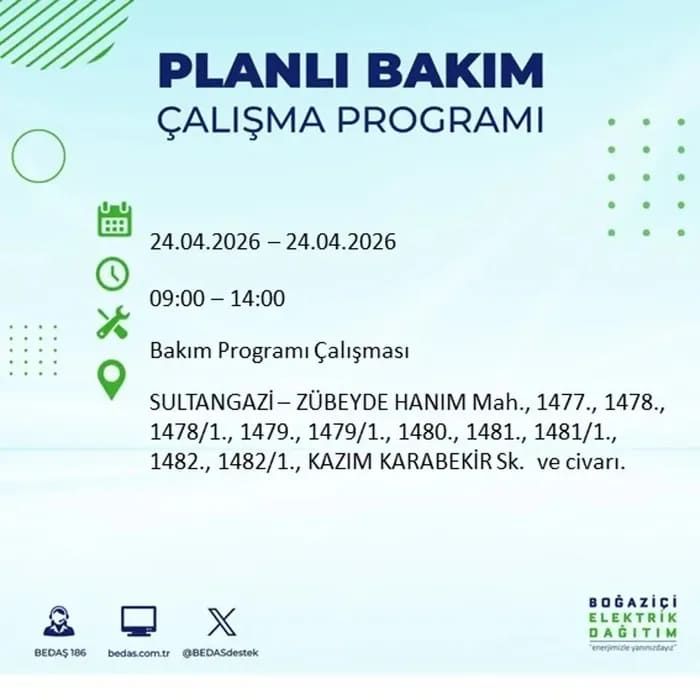 İstanbul'da yaşayanlar dikkat! Birçok ilçede elektrik kesintisi yaşanacak: İstanbul elektrik kesintisi sorgulama 24 Nisan 2026 18
