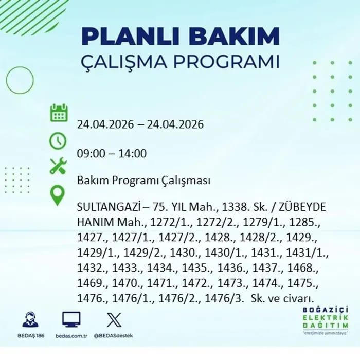 İstanbul'da yaşayanlar dikkat! Birçok ilçede elektrik kesintisi yaşanacak: İstanbul elektrik kesintisi sorgulama 24 Nisan 2026 4