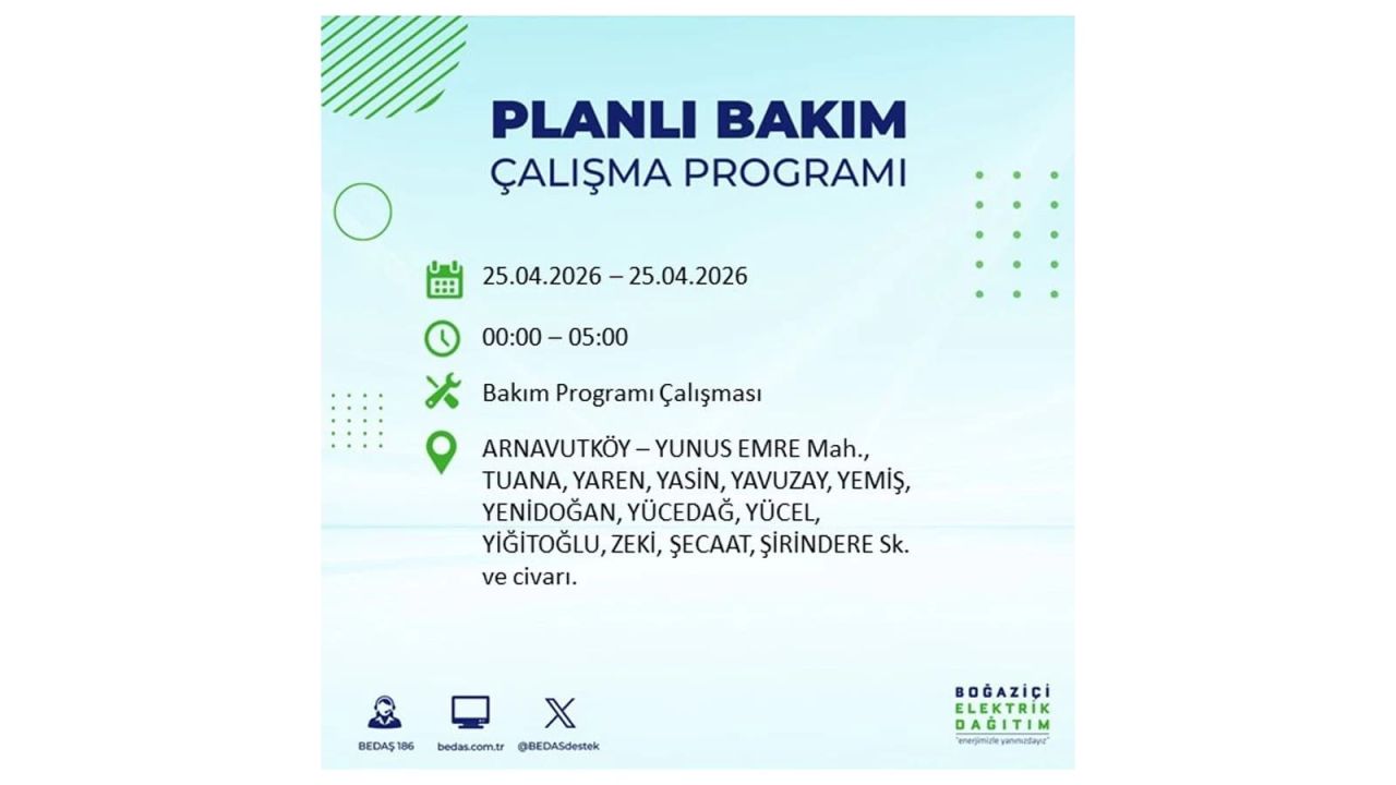 BEDAŞ duyurdu: İşte İstanbul'da 25 Nisan elektrik kesintisi yaşanacak ilçeler 2