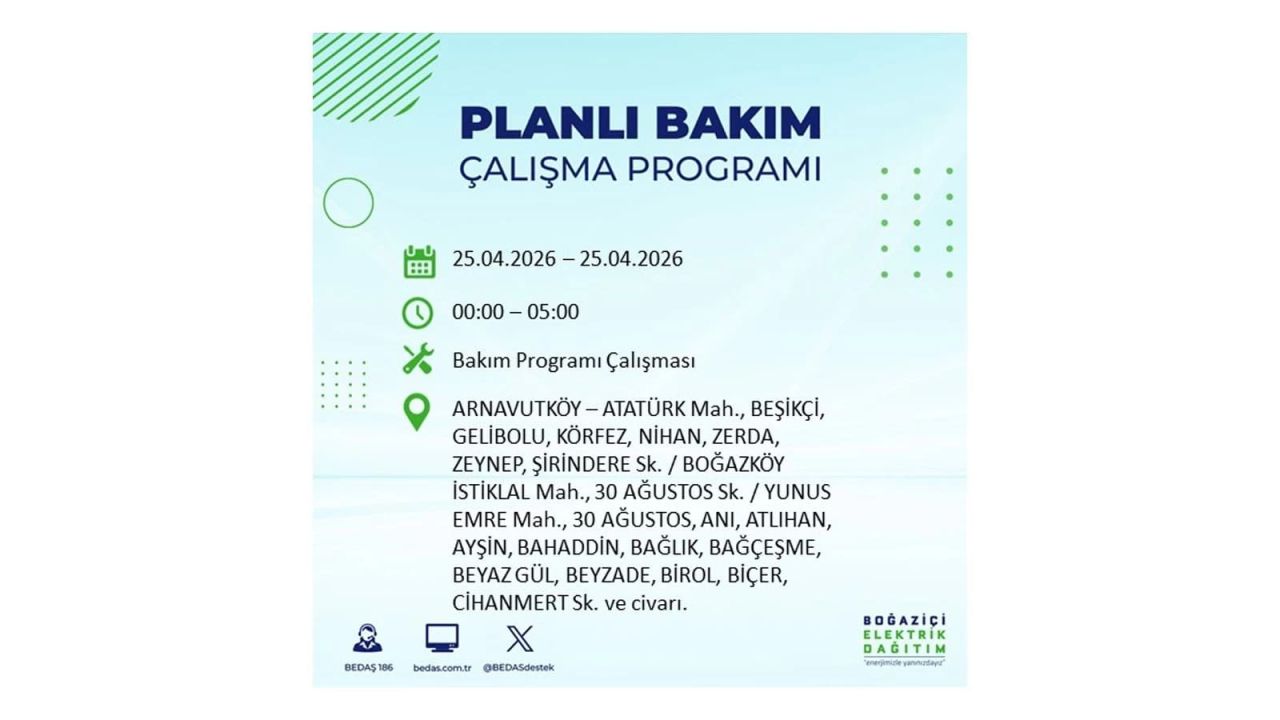 BEDAŞ duyurdu: İşte İstanbul'da 25 Nisan elektrik kesintisi yaşanacak ilçeler 4