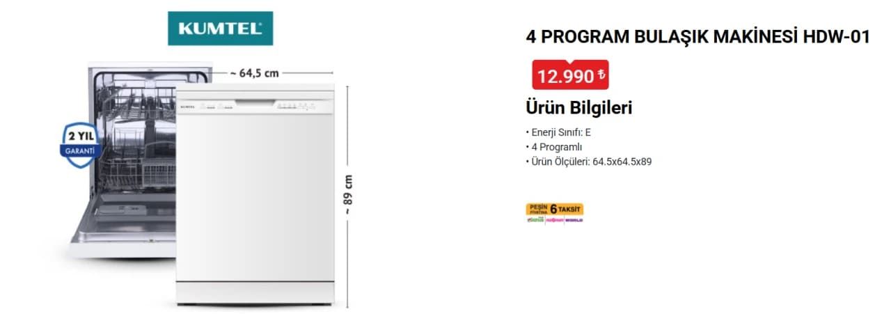 BİM 6 Mayıs 2026 Çarşamba kataloğu yayımlandı! Kumtel 4 programlı bulaşık makinesi geliyor 1
