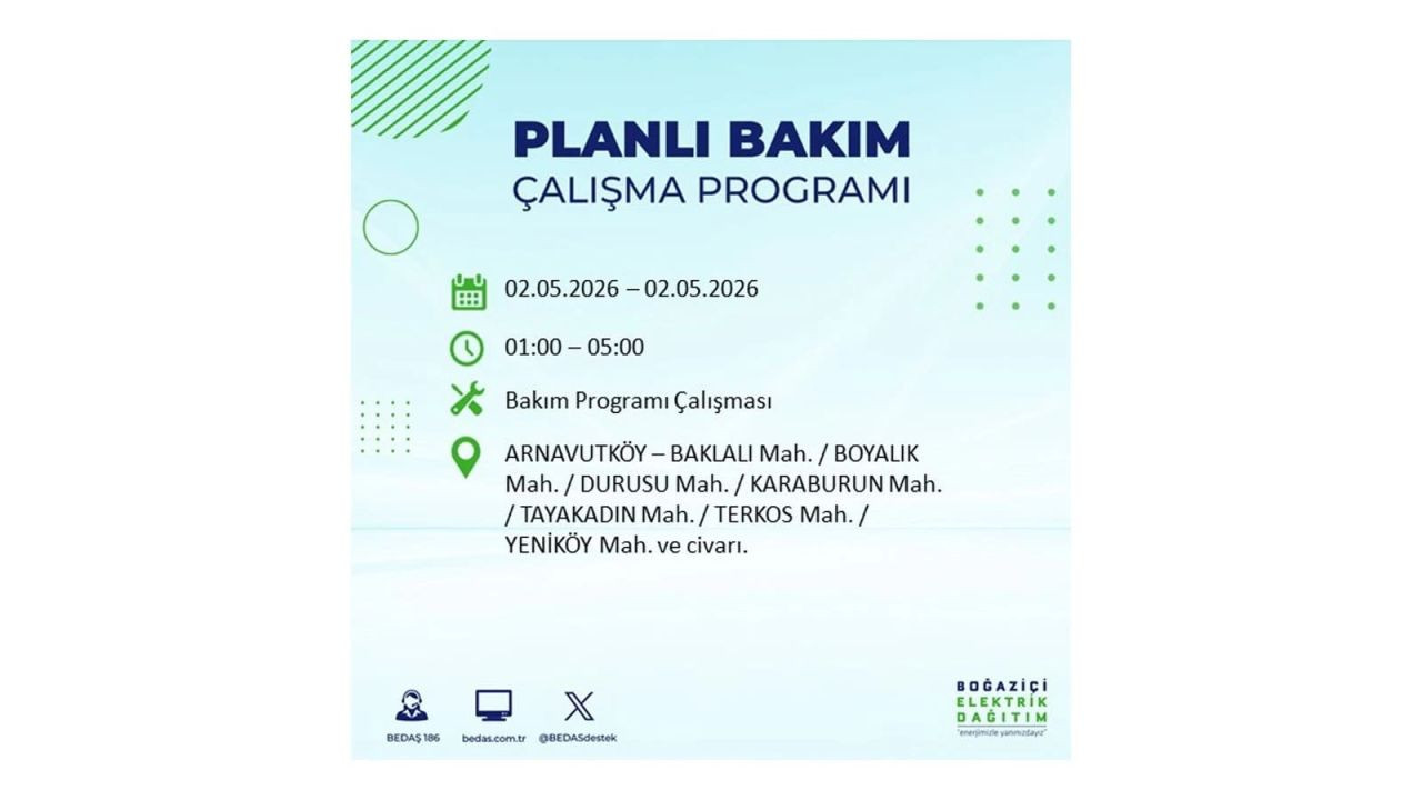 İstanbul’da yarın elektrikler kesilecek! 2 Mayıs ilçe ilçe kesinti listesi 1
