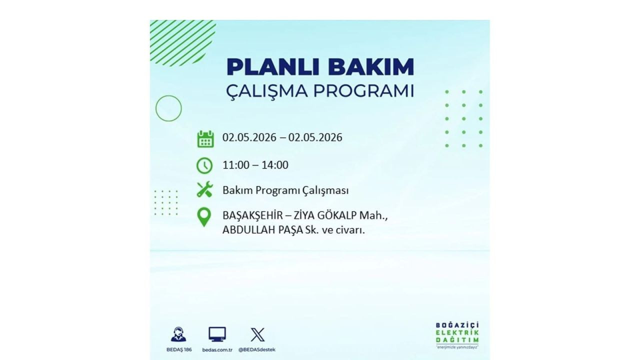 İstanbul’da yarın elektrikler kesilecek! 2 Mayıs ilçe ilçe kesinti listesi 14