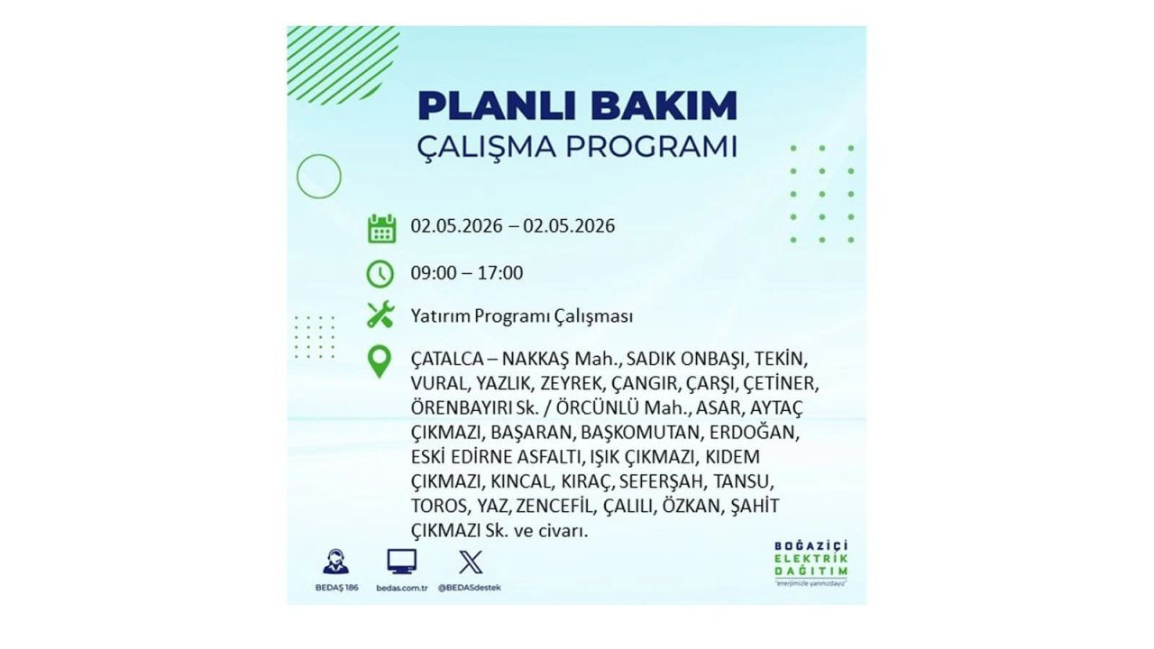 İstanbul’da yarın elektrikler kesilecek! 2 Mayıs ilçe ilçe kesinti listesi 15