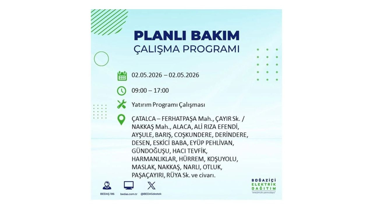İstanbul’da yarın elektrikler kesilecek! 2 Mayıs ilçe ilçe kesinti listesi 16