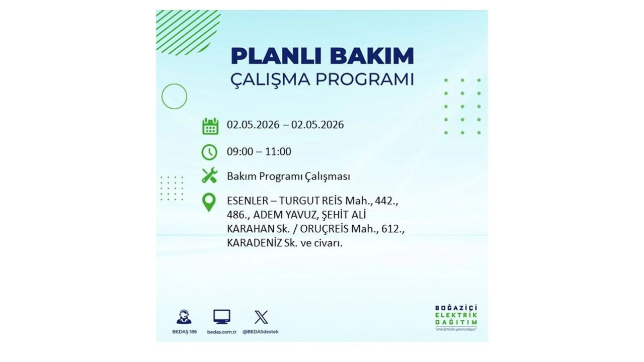 İstanbul’da yarın elektrikler kesilecek! 2 Mayıs ilçe ilçe kesinti listesi 17