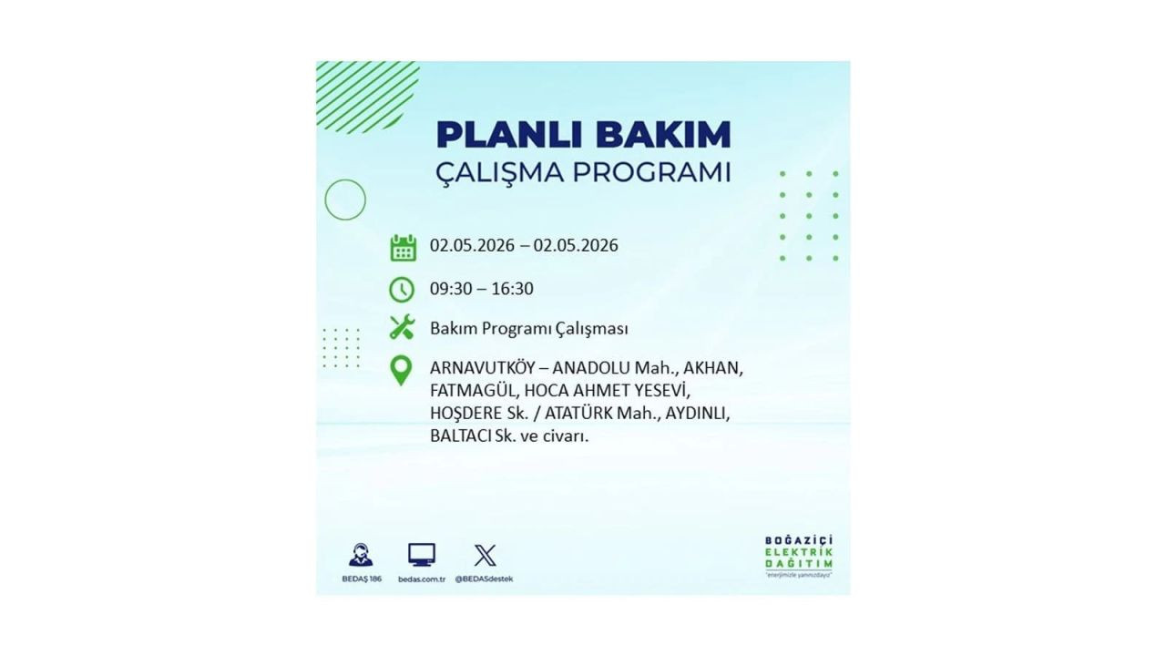 İstanbul’da yarın elektrikler kesilecek! 2 Mayıs ilçe ilçe kesinti listesi 2