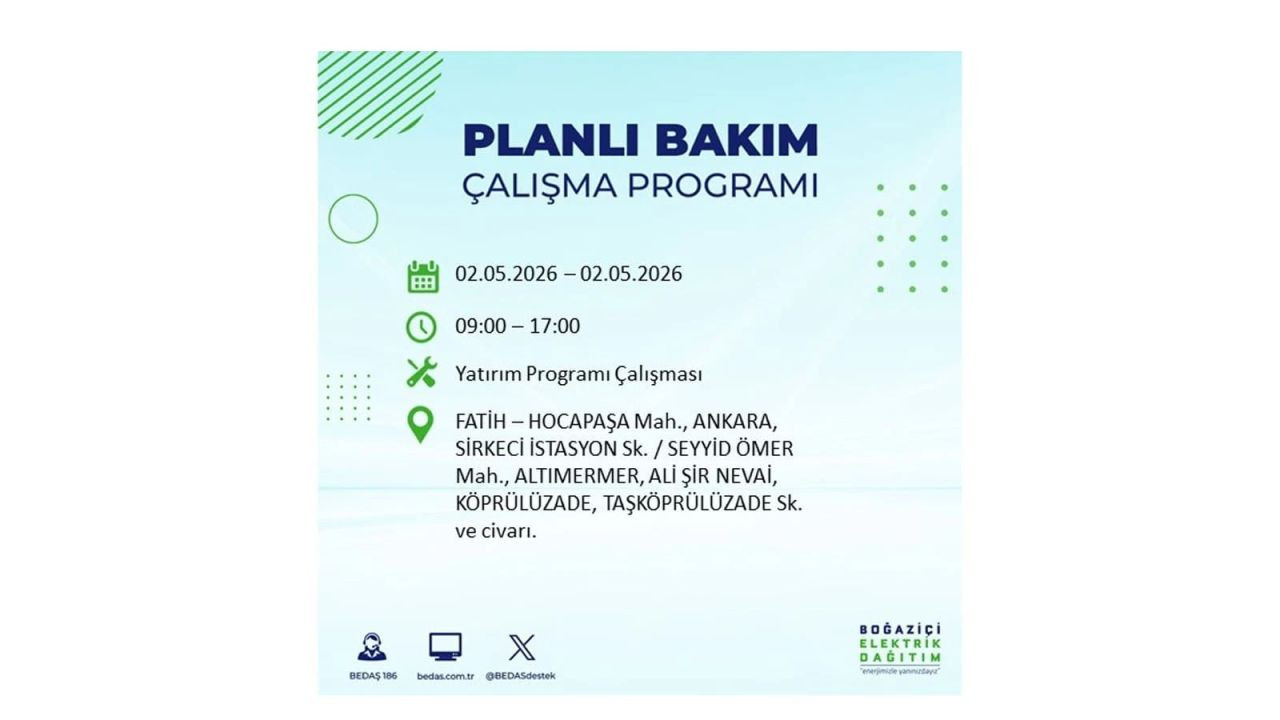 İstanbul’da yarın elektrikler kesilecek! 2 Mayıs ilçe ilçe kesinti listesi 21