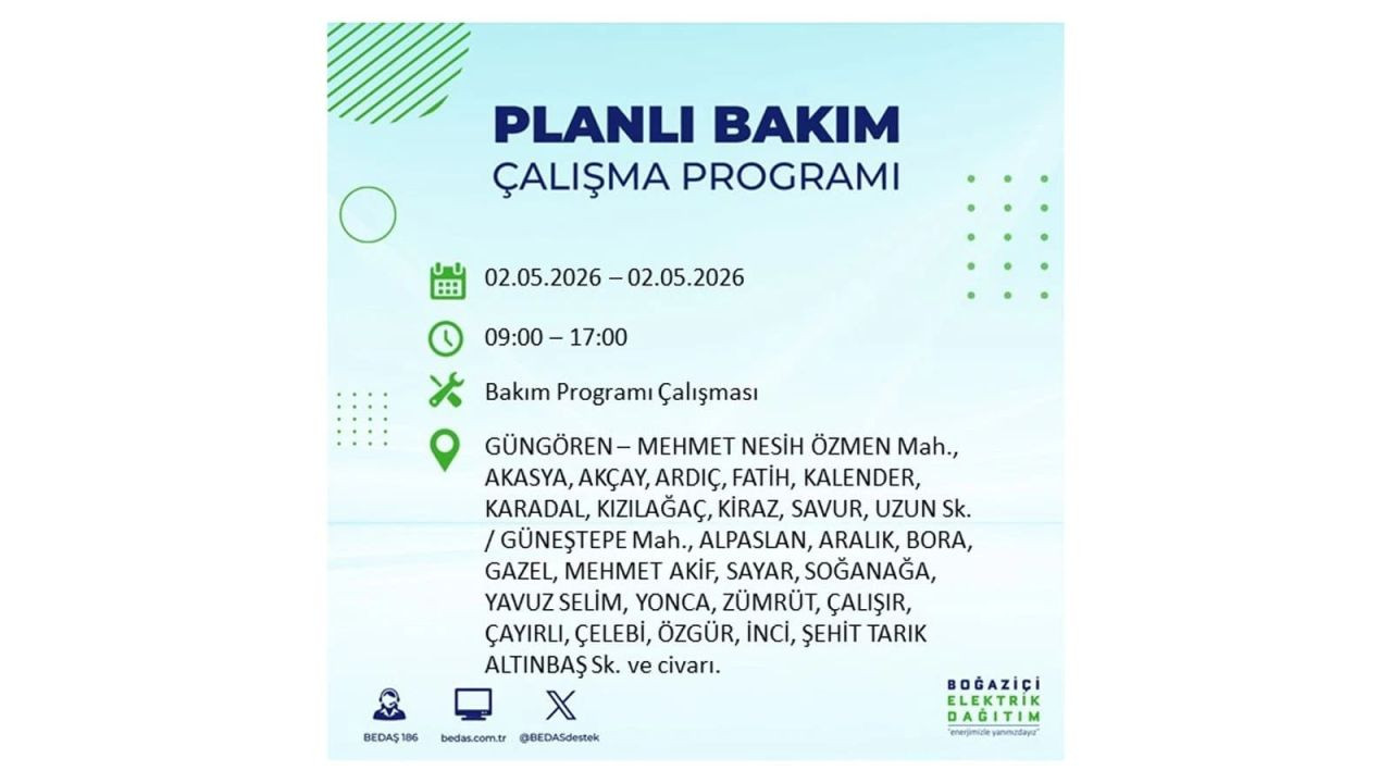 İstanbul’da yarın elektrikler kesilecek! 2 Mayıs ilçe ilçe kesinti listesi 22
