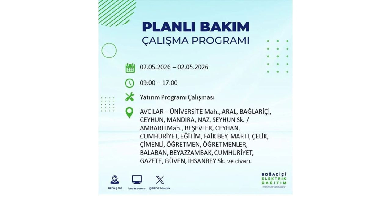 İstanbul’da yarın elektrikler kesilecek! 2 Mayıs ilçe ilçe kesinti listesi 4