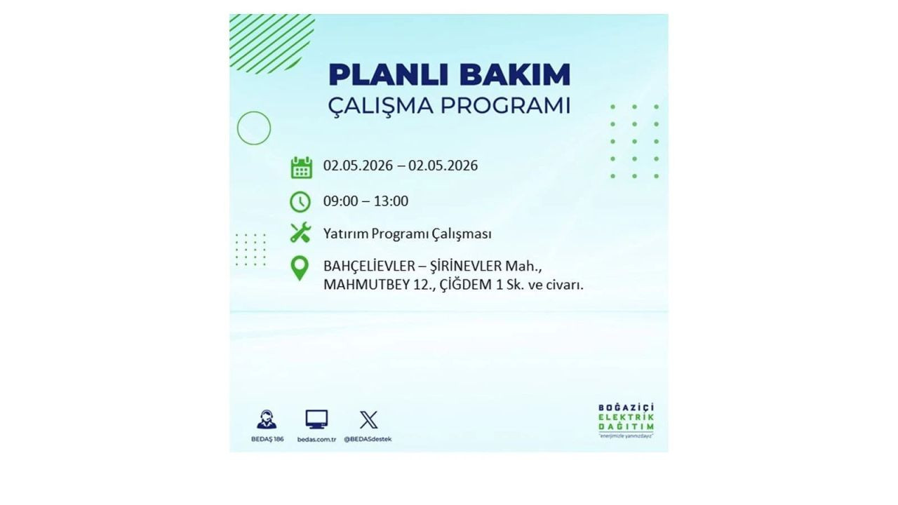 İstanbul’da yarın elektrikler kesilecek! 2 Mayıs ilçe ilçe kesinti listesi 7