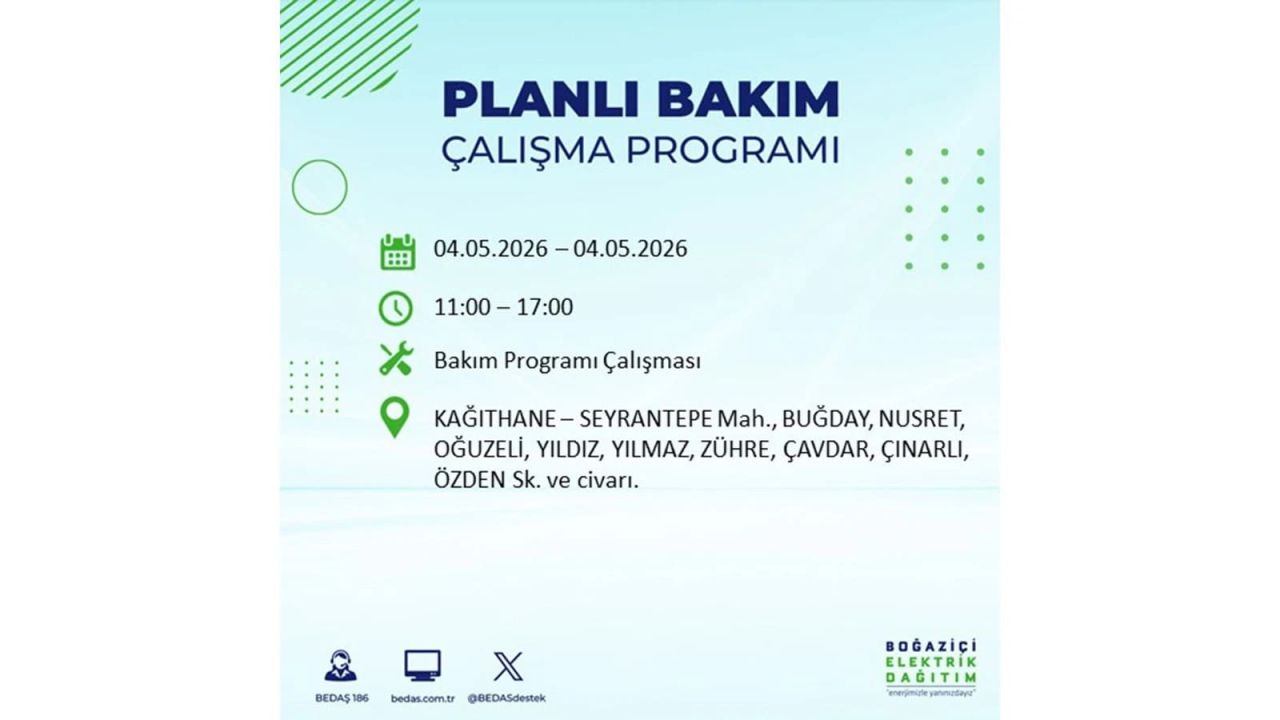 İstanbullular dikkat! Planlı elektrik kesintisi uyarısı 4 Mayıs 2026: İşte etkilenecek bölgeler 11