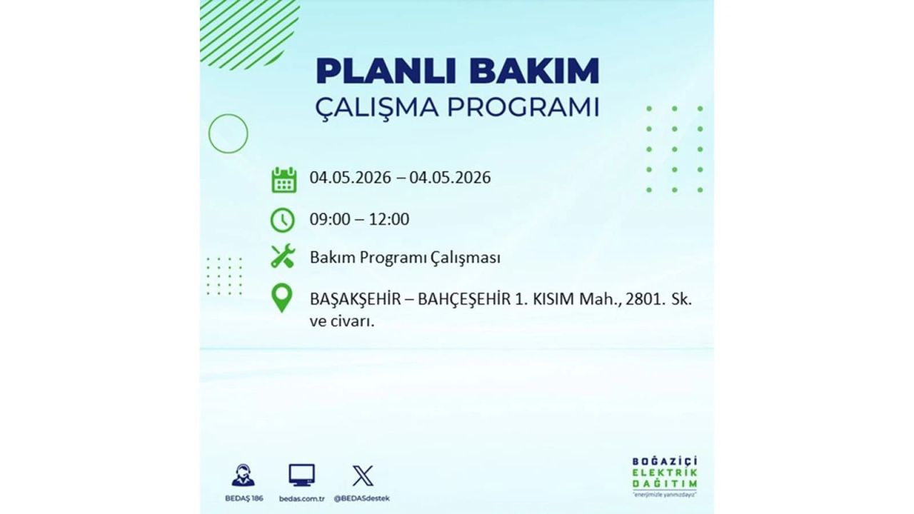 İstanbullular dikkat! Planlı elektrik kesintisi uyarısı 4 Mayıs 2026: İşte etkilenecek bölgeler 35
