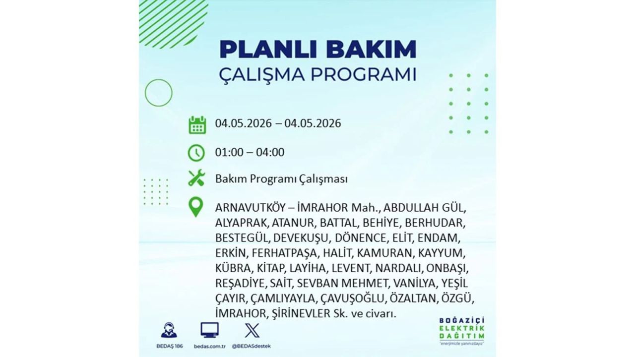 İstanbullular dikkat! Planlı elektrik kesintisi uyarısı 4 Mayıs 2026: İşte etkilenecek bölgeler 53