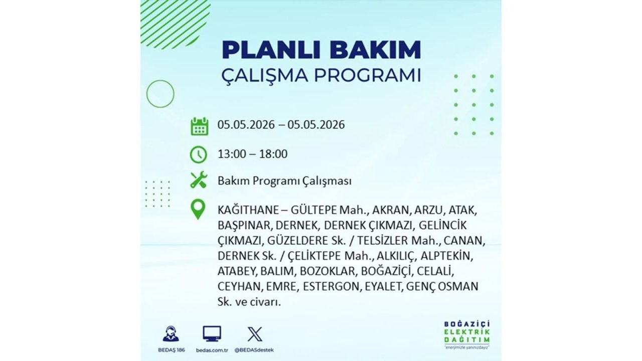 İstanbul’da 5 Mayıs’ta elektrik kesintisi: Hangi ilçelerde, saat kaça kadar? 14