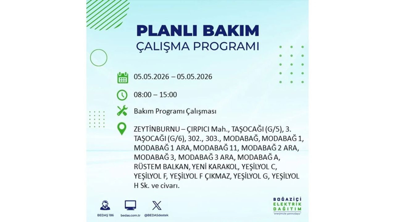 İstanbul’da 5 Mayıs’ta elektrik kesintisi: Hangi ilçelerde, saat kaça kadar? 2