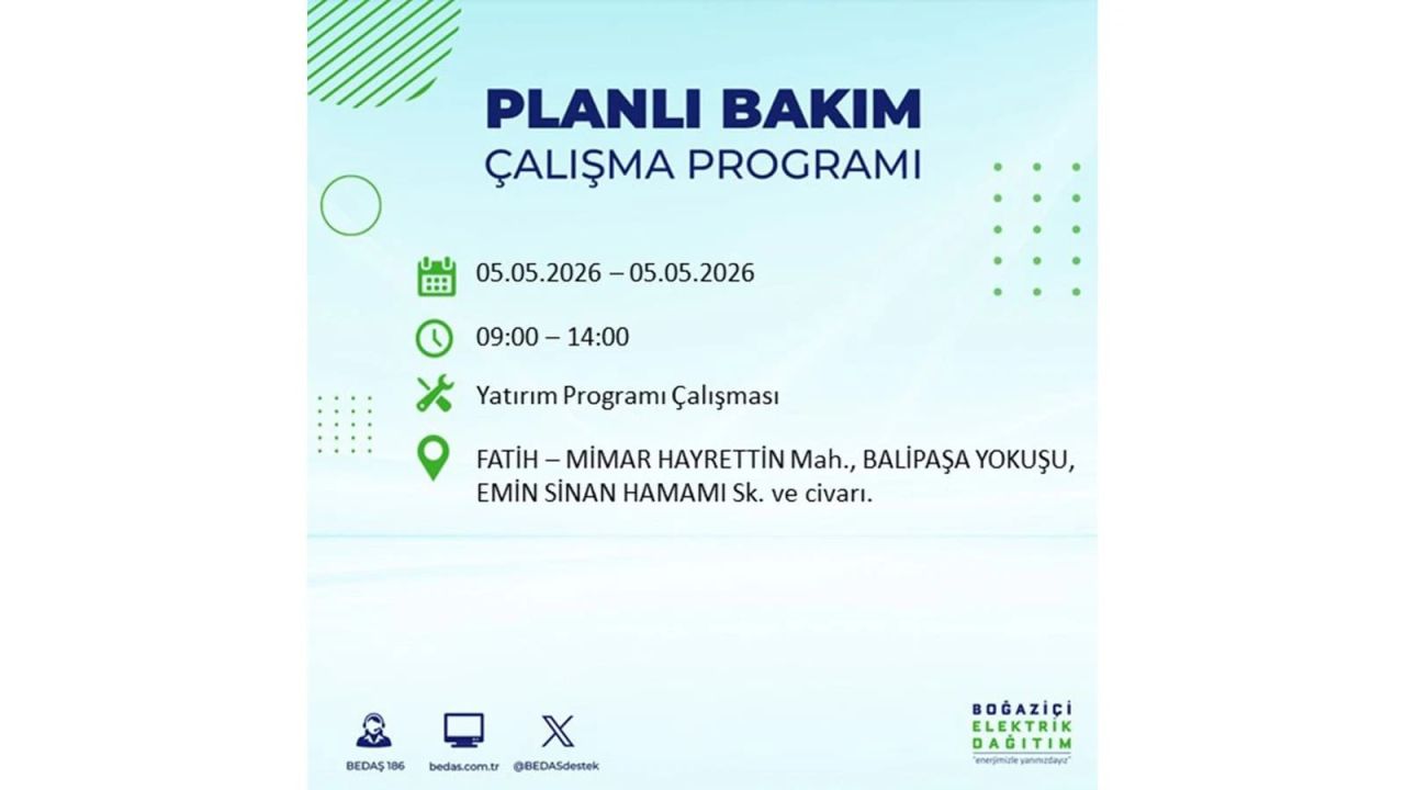 İstanbul’da 5 Mayıs’ta elektrik kesintisi: Hangi ilçelerde, saat kaça kadar? 25