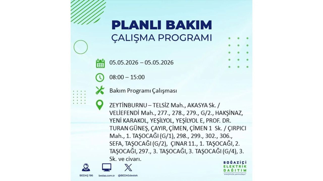 İstanbul’da 5 Mayıs’ta elektrik kesintisi: Hangi ilçelerde, saat kaça kadar? 3