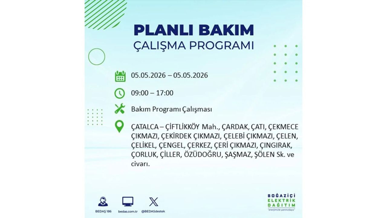 İstanbul’da 5 Mayıs’ta elektrik kesintisi: Hangi ilçelerde, saat kaça kadar? 38