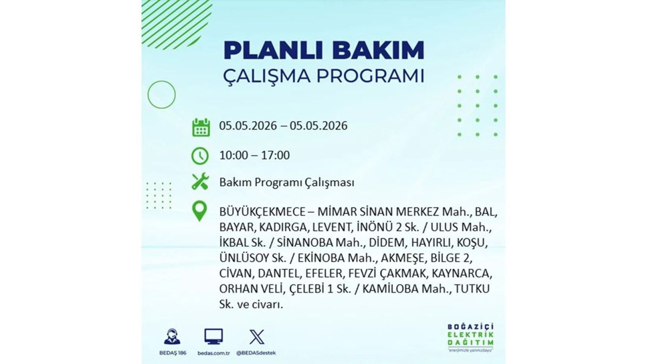 İstanbul’da 5 Mayıs’ta elektrik kesintisi: Hangi ilçelerde, saat kaça kadar? 42