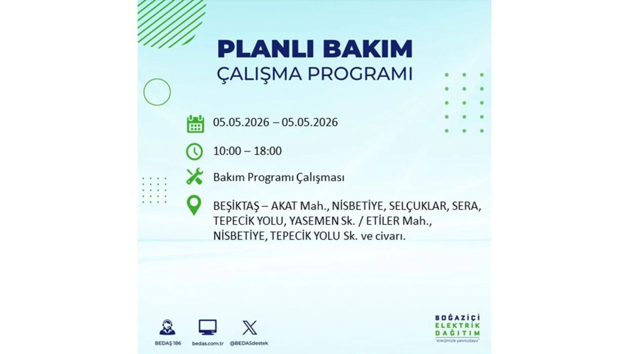İstanbul’da 5 Mayıs’ta elektrik kesintisi: Hangi ilçelerde, saat kaça kadar? 45