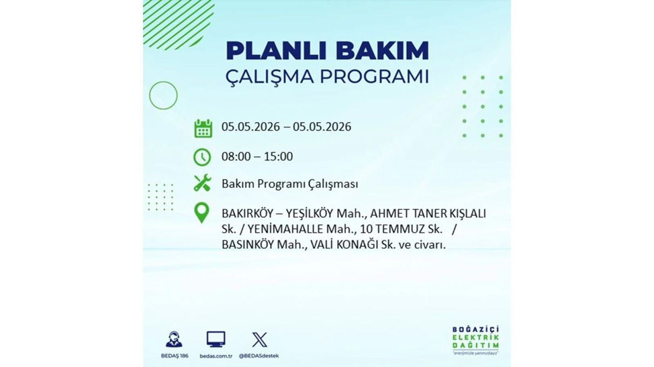 İstanbul’da 5 Mayıs’ta elektrik kesintisi: Hangi ilçelerde, saat kaça kadar? 46