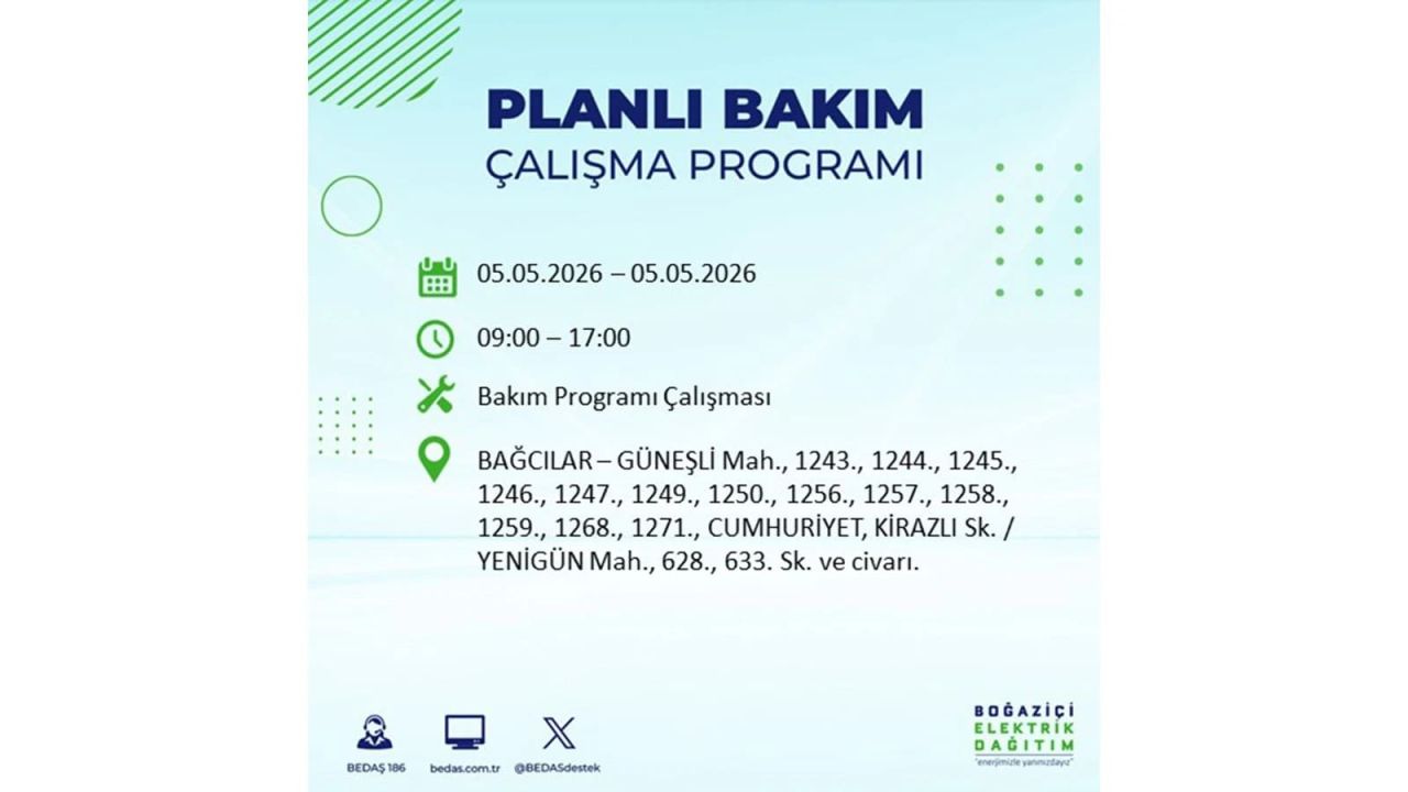 İstanbul’da 5 Mayıs’ta elektrik kesintisi: Hangi ilçelerde, saat kaça kadar? 49