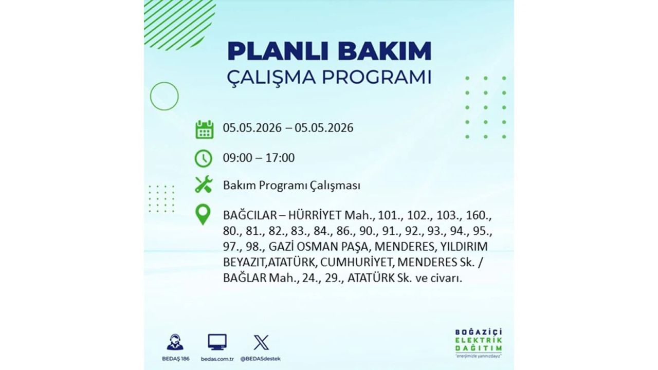 İstanbul’da 5 Mayıs’ta elektrik kesintisi: Hangi ilçelerde, saat kaça kadar? 50