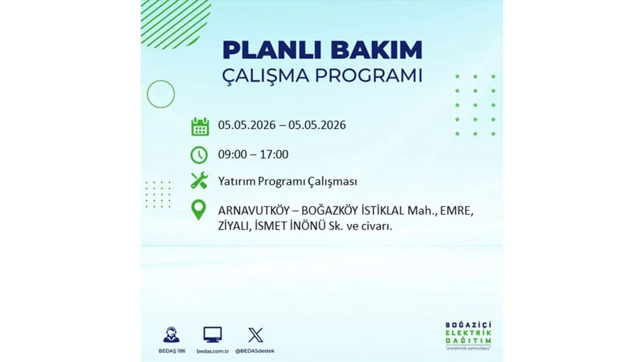 İstanbul’da 5 Mayıs’ta elektrik kesintisi: Hangi ilçelerde, saat kaça kadar? 55