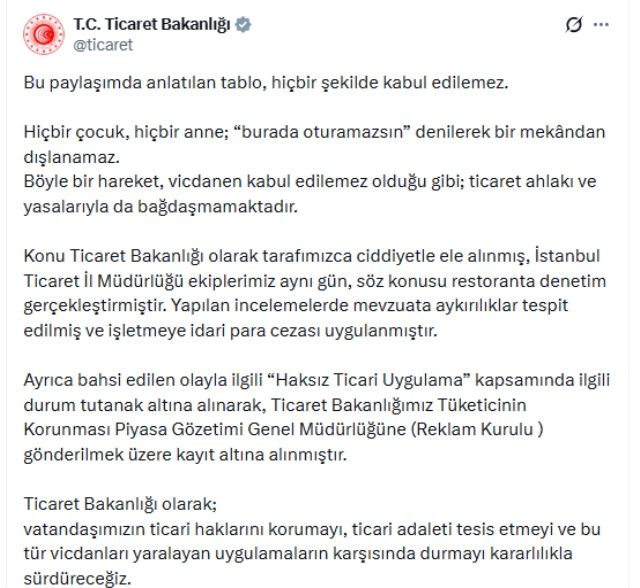 Bakanlık gereğini yaptı: Anne kızını içeri almayan Burger King'e ceza yağdı! 3