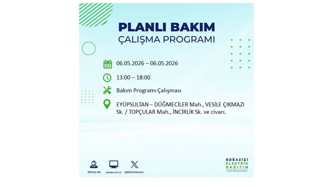 BEDAŞ duyurdu: İşte İstanbul'da 6 Mayıs 2026 elektrik kesintisi yaşanacak ilçeler 19