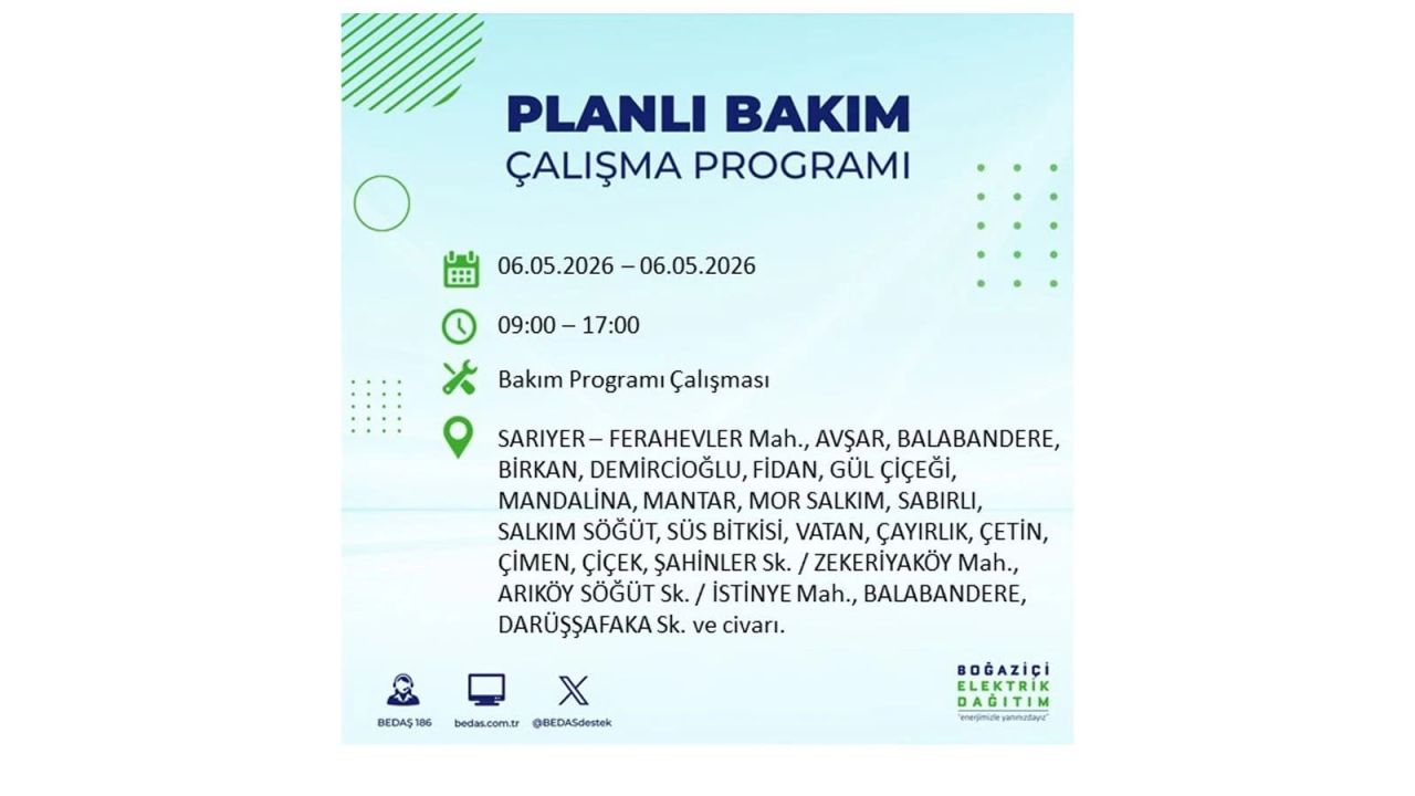 BEDAŞ duyurdu: İşte İstanbul'da 6 Mayıs 2026 elektrik kesintisi yaşanacak ilçeler 36