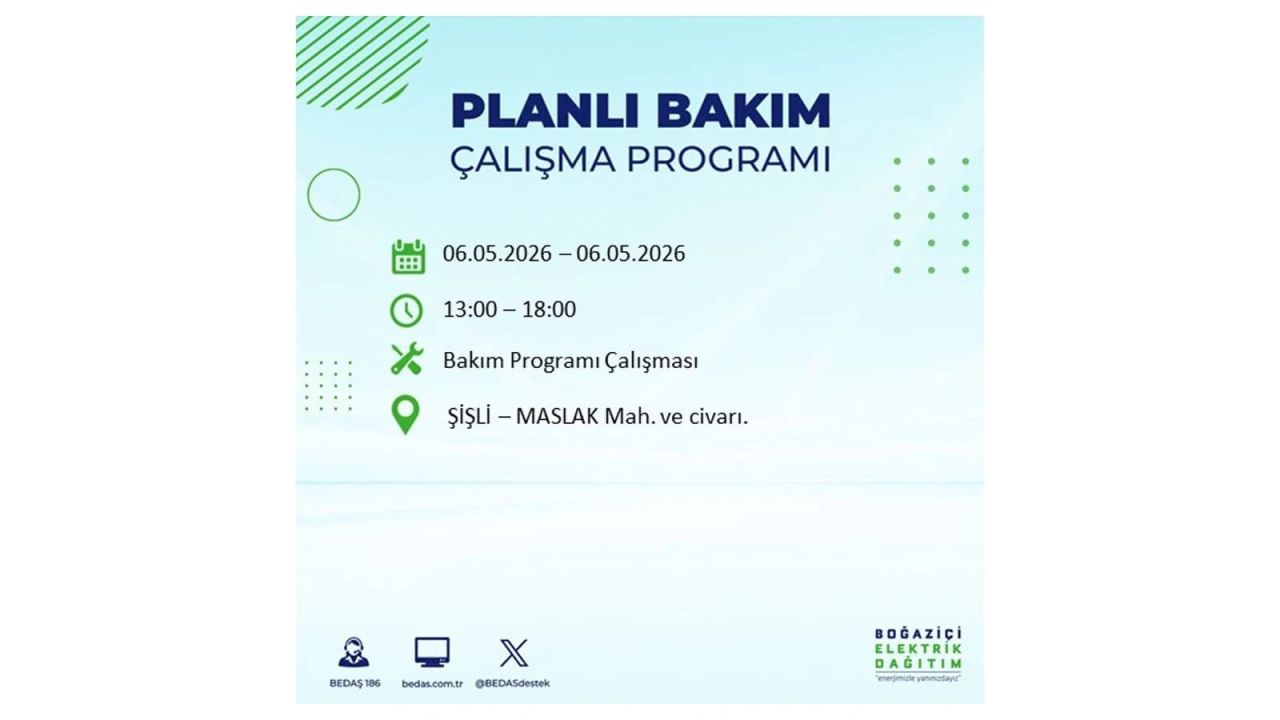 BEDAŞ duyurdu: İşte İstanbul'da 6 Mayıs 2026 elektrik kesintisi yaşanacak ilçeler 41