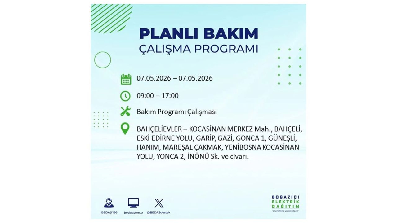 İstanbul'da elektrikler kesilecek: İşte ilçe ilçe liste (7 Mayıs 2026) 11