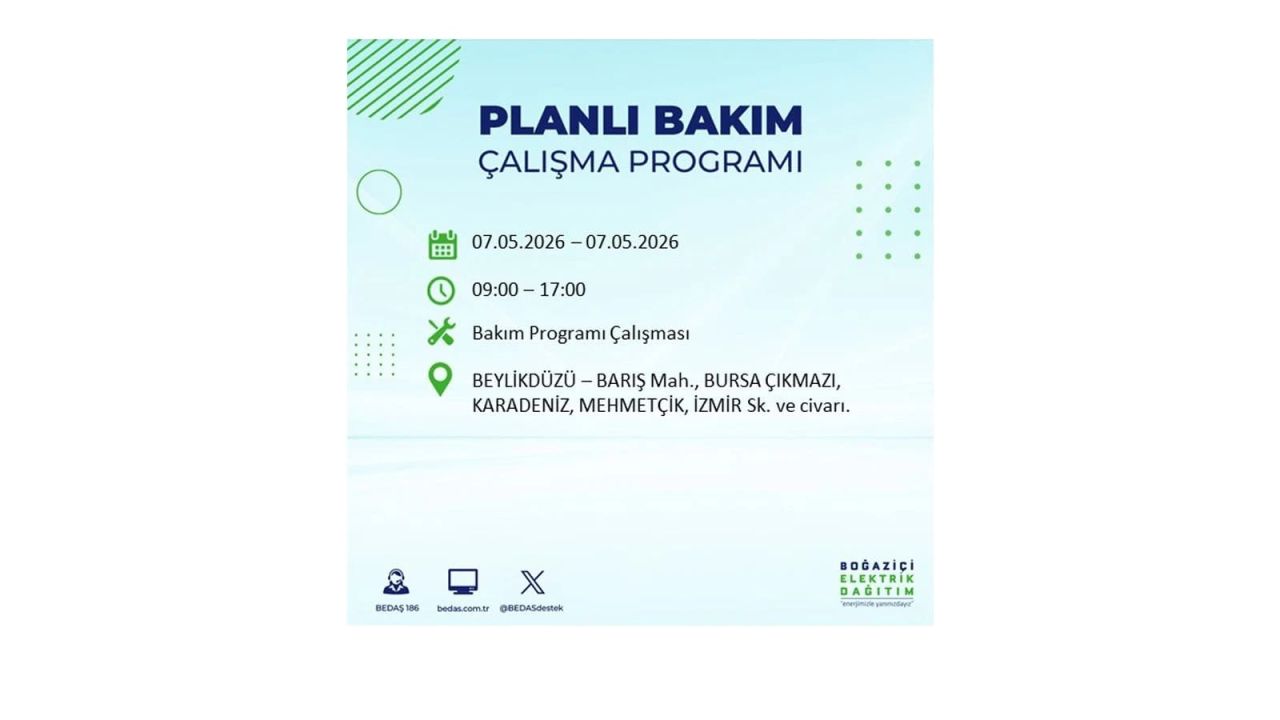 İstanbul'da elektrikler kesilecek: İşte ilçe ilçe liste (7 Mayıs 2026) 18