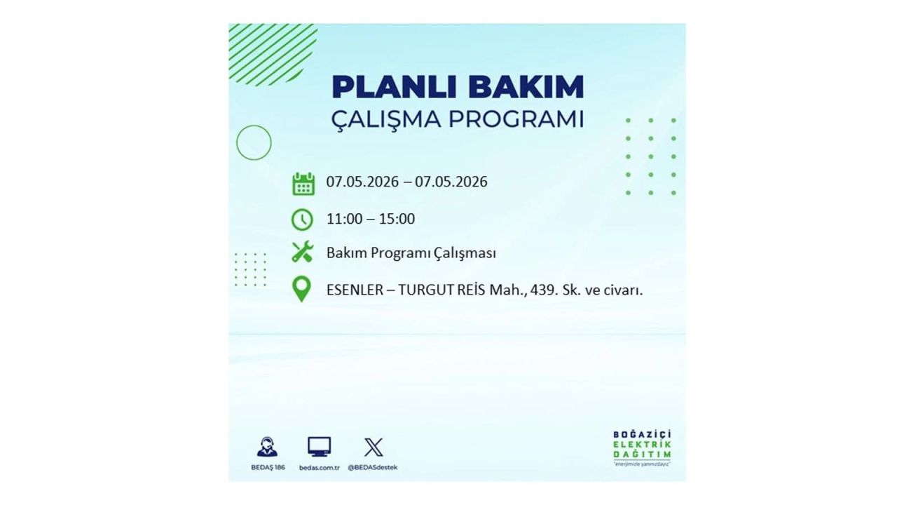 İstanbul'da elektrikler kesilecek: İşte ilçe ilçe liste (7 Mayıs 2026) 19