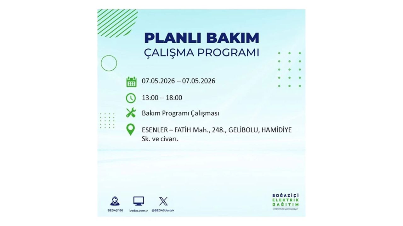 İstanbul'da elektrikler kesilecek: İşte ilçe ilçe liste (7 Mayıs 2026) 20