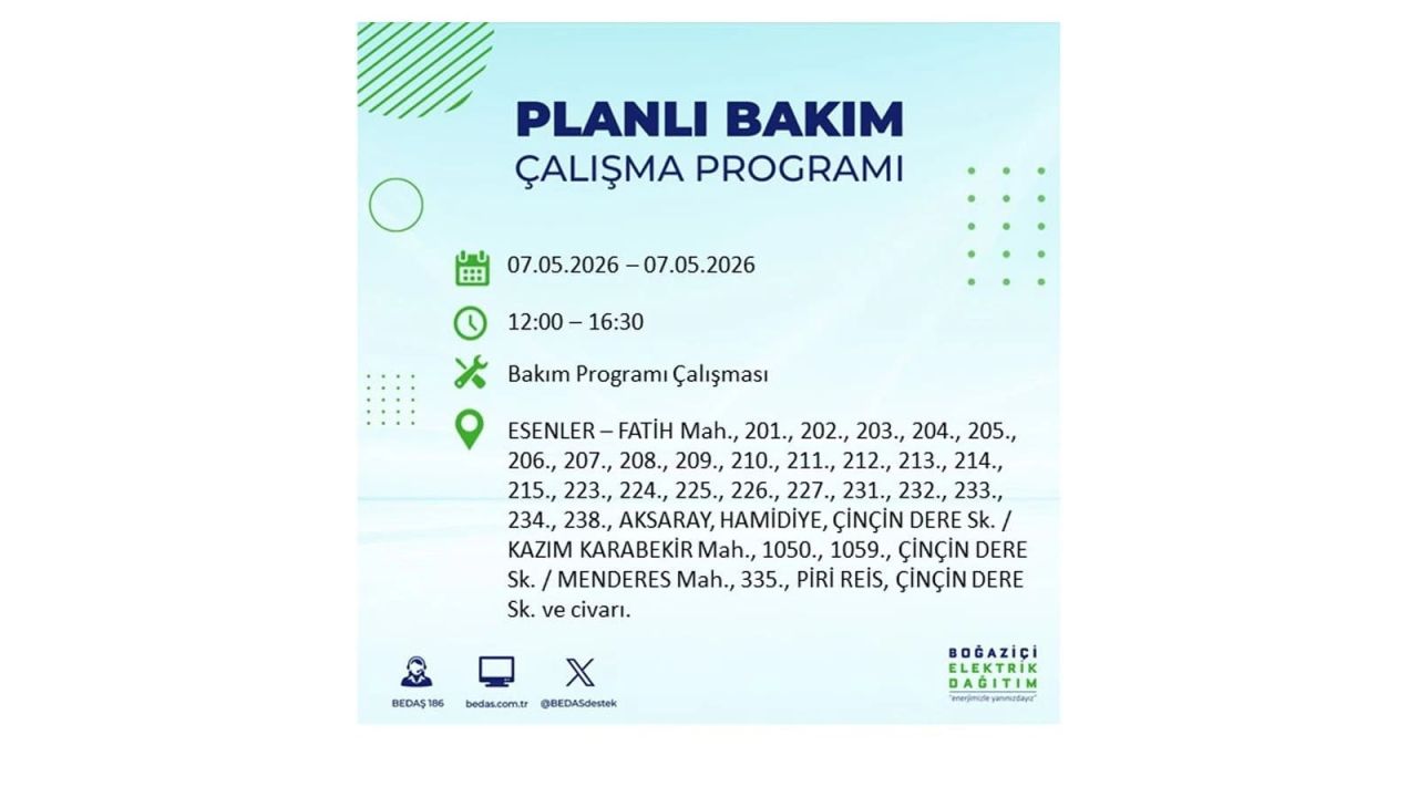 İstanbul'da elektrikler kesilecek: İşte ilçe ilçe liste (7 Mayıs 2026) 21