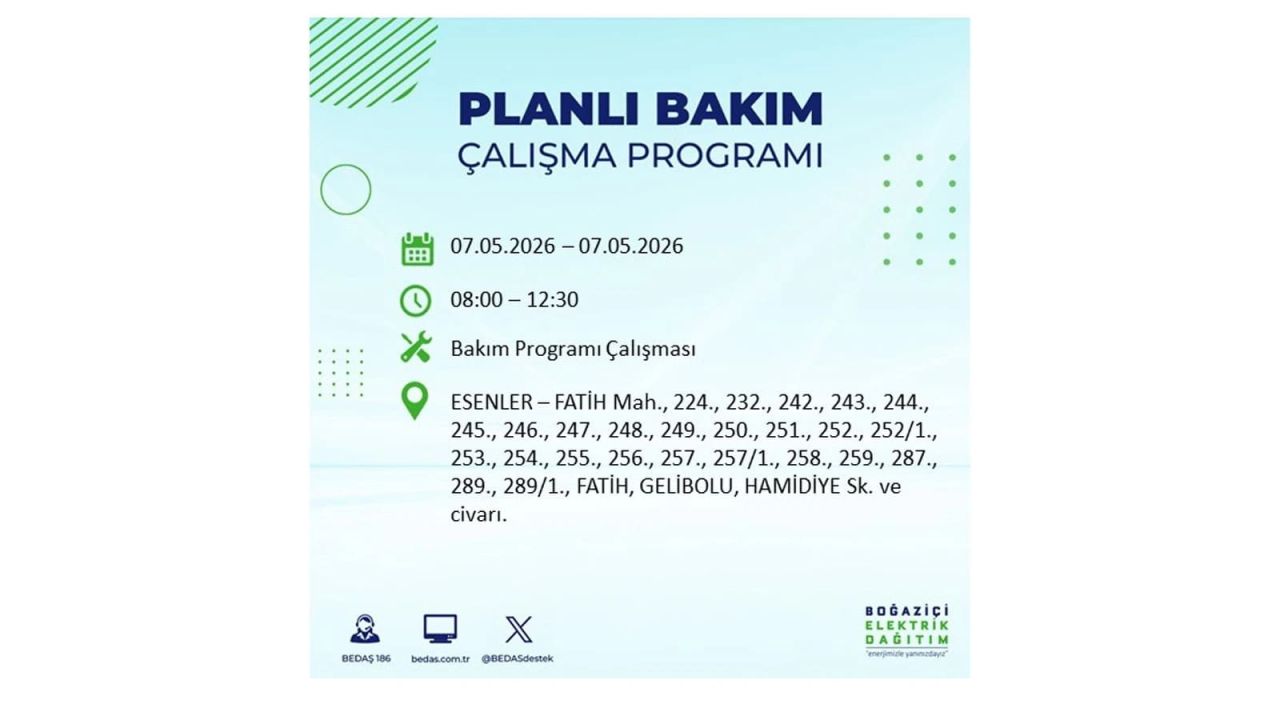 İstanbul'da elektrikler kesilecek: İşte ilçe ilçe liste (7 Mayıs 2026) 22