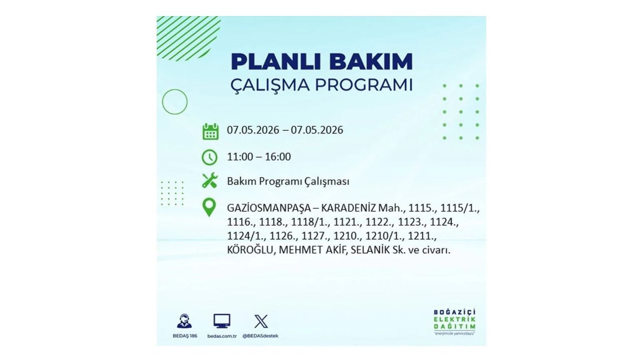 İstanbul'da elektrikler kesilecek: İşte ilçe ilçe liste (7 Mayıs 2026) 28